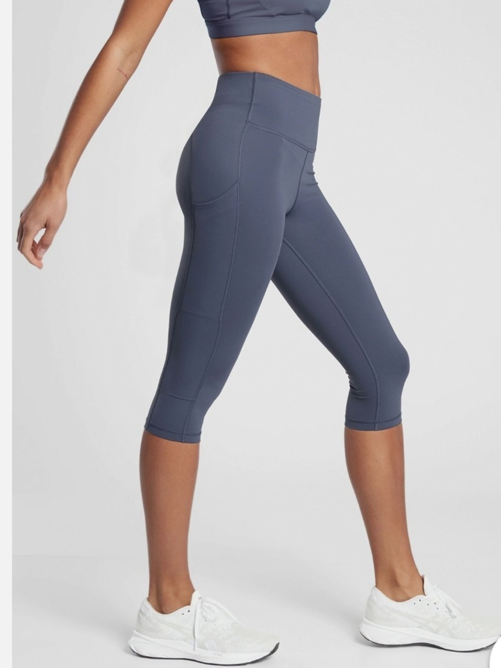 Athleta Medieval Violet Crop Leggings with Stash Pockets